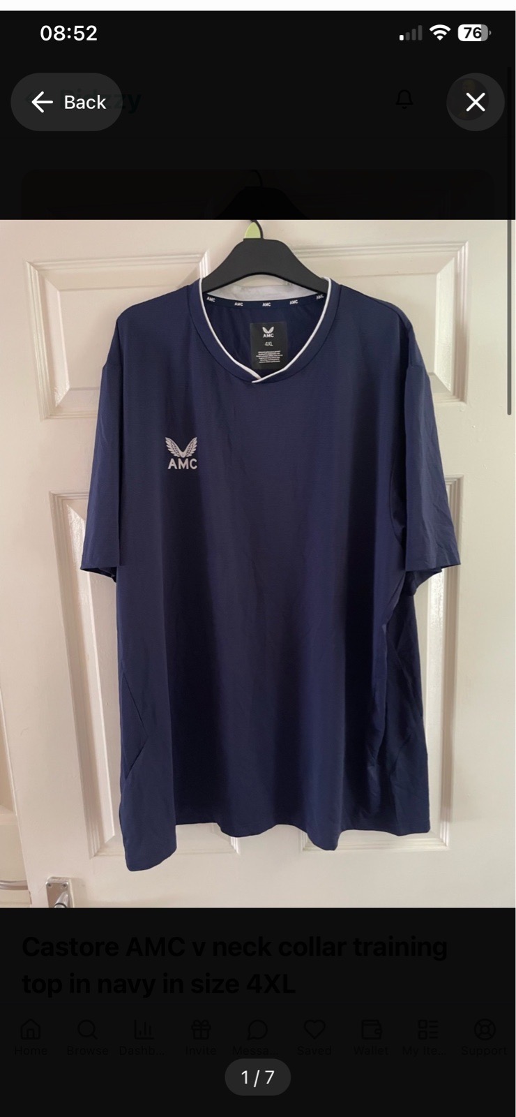 Castore AMC v neck collar training top in navy in size 4XL
