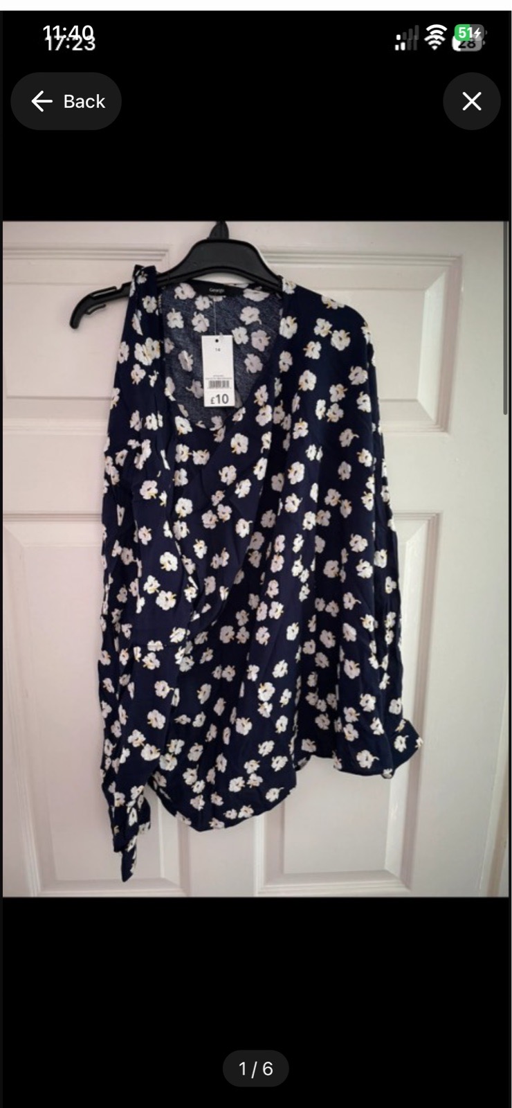 George long sleeve flowery blouse in size 14