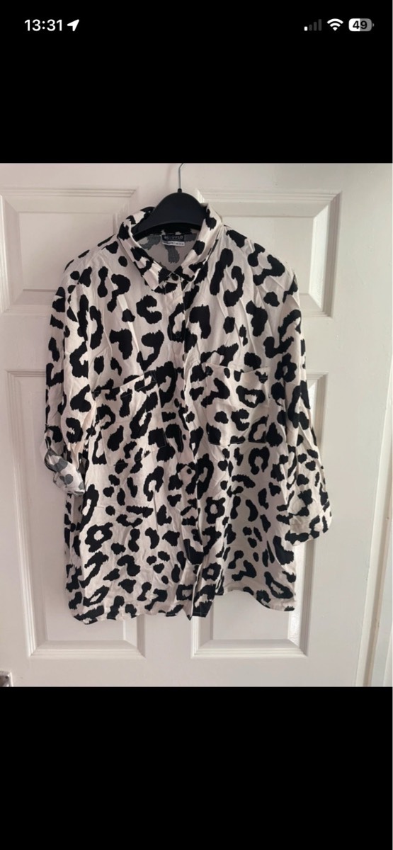 Pepco women blouse cream black in size 14 BNWT