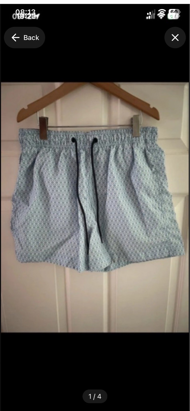 H&M light blue/white swimming shorts in size small