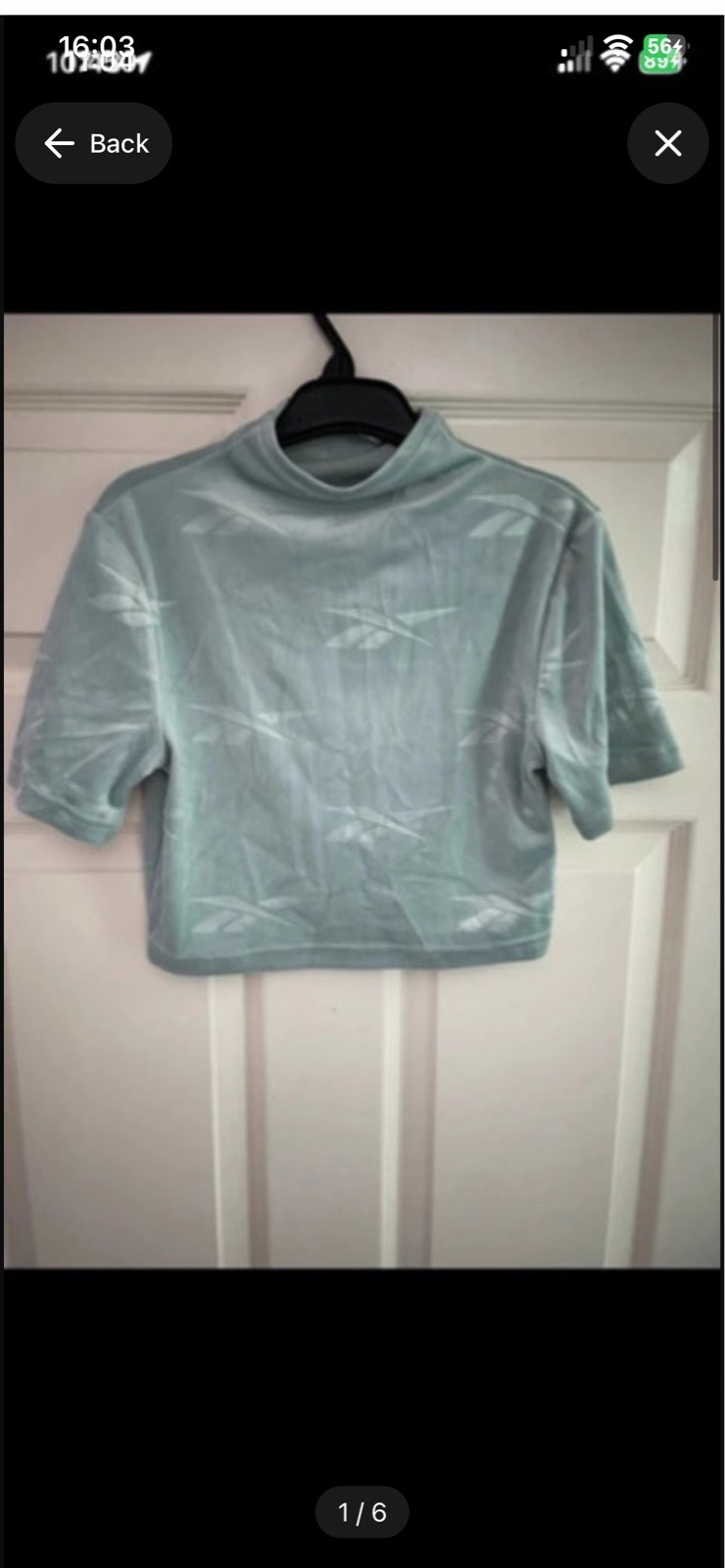 Mint reebok energy crop top in size Small