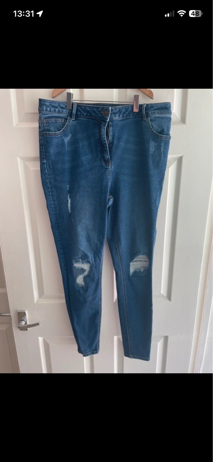 Matalan blue denim ripped skinny jeans in size 18