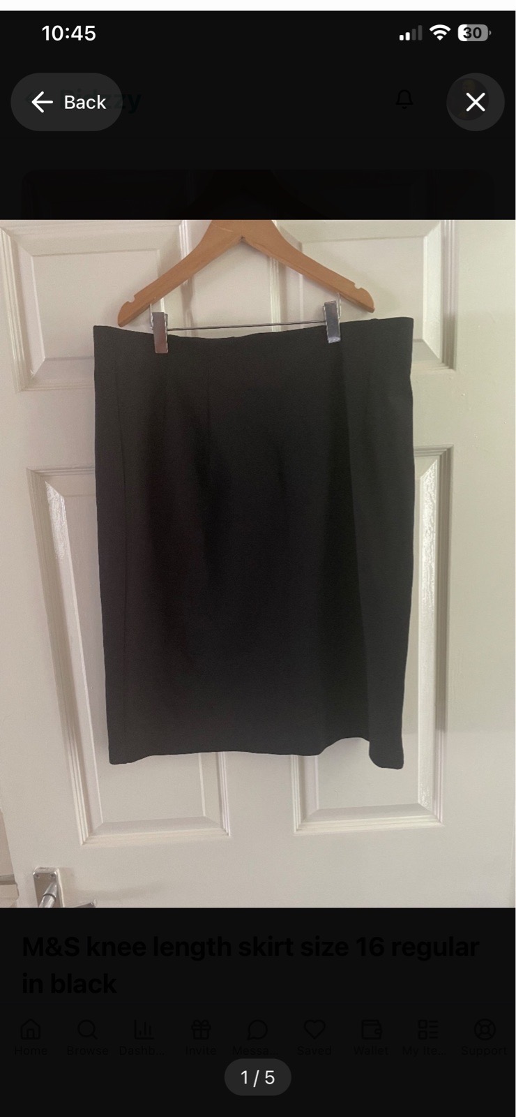M&S knee length skirt size 16 regular in black