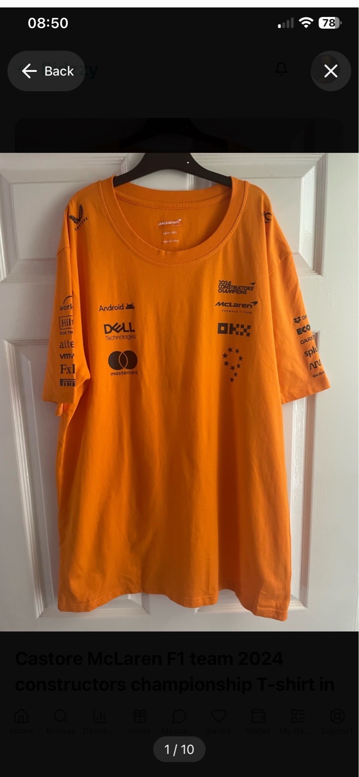 Castore McLaren F1 team 2024 constructors championship T-shirt in size XL new without tags