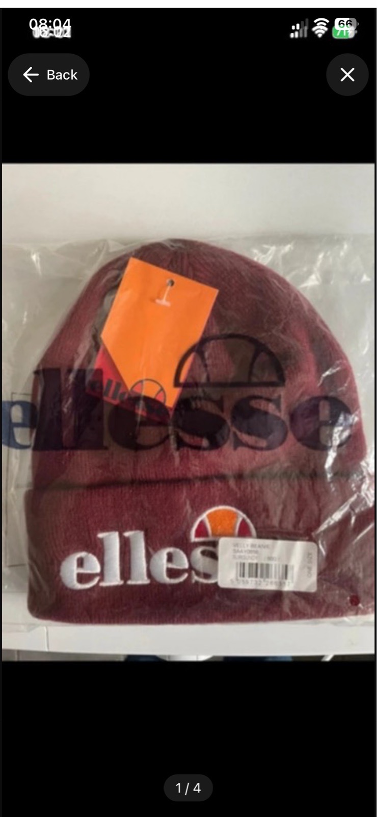 Ellesse Velly Cuffed Beanie Hat Unisex Burgundy One Size