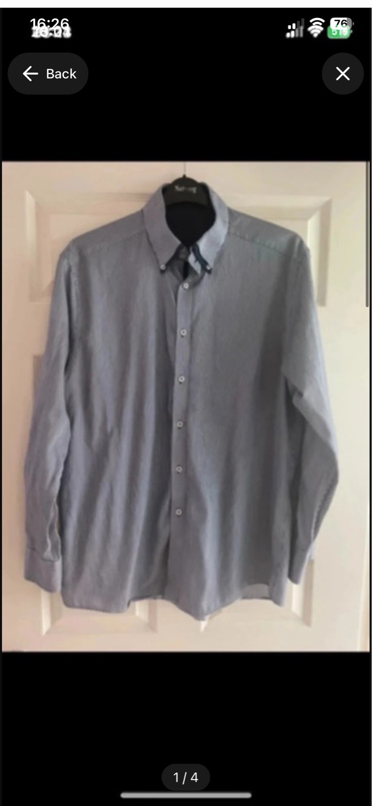 douglas defining casual mens shirt blue striped neck size 18.5