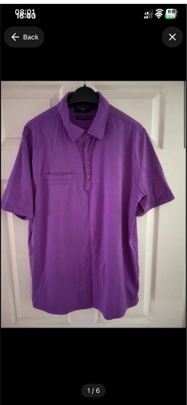 Glenmuir tailored collar performance golf shirt in size large