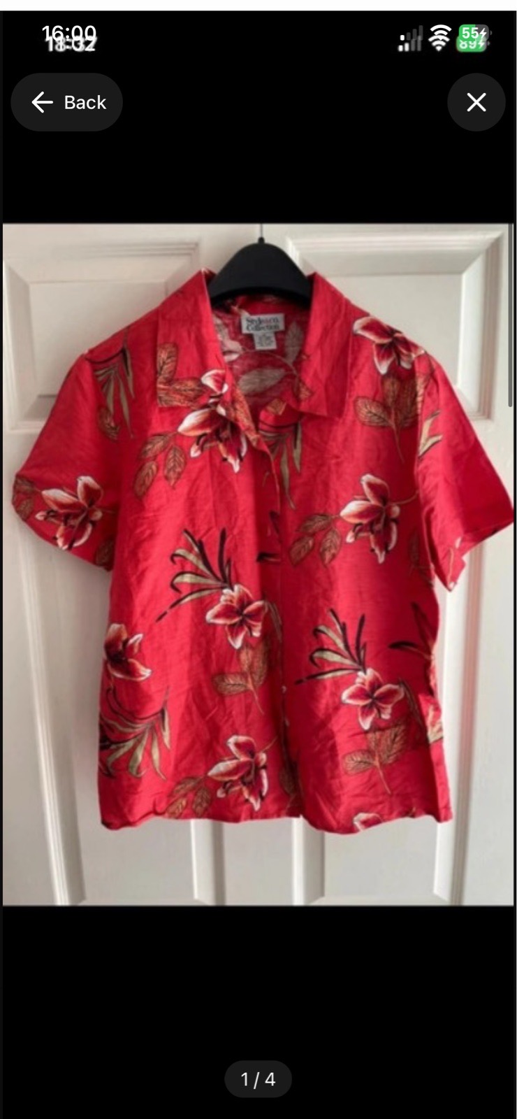 Style&co collection red floral blouse in size 10