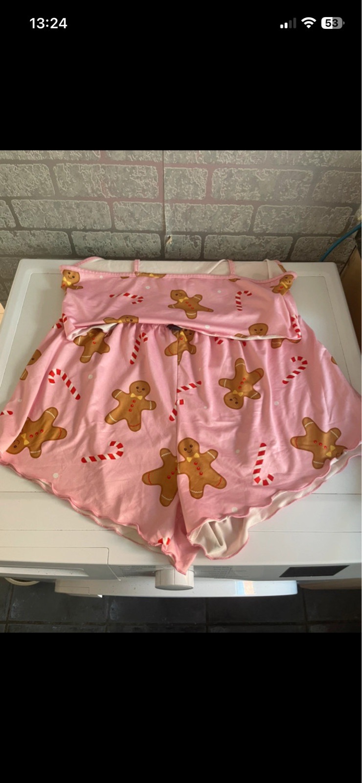Shein shorts and top PJ set pink with gingerbread in size XL