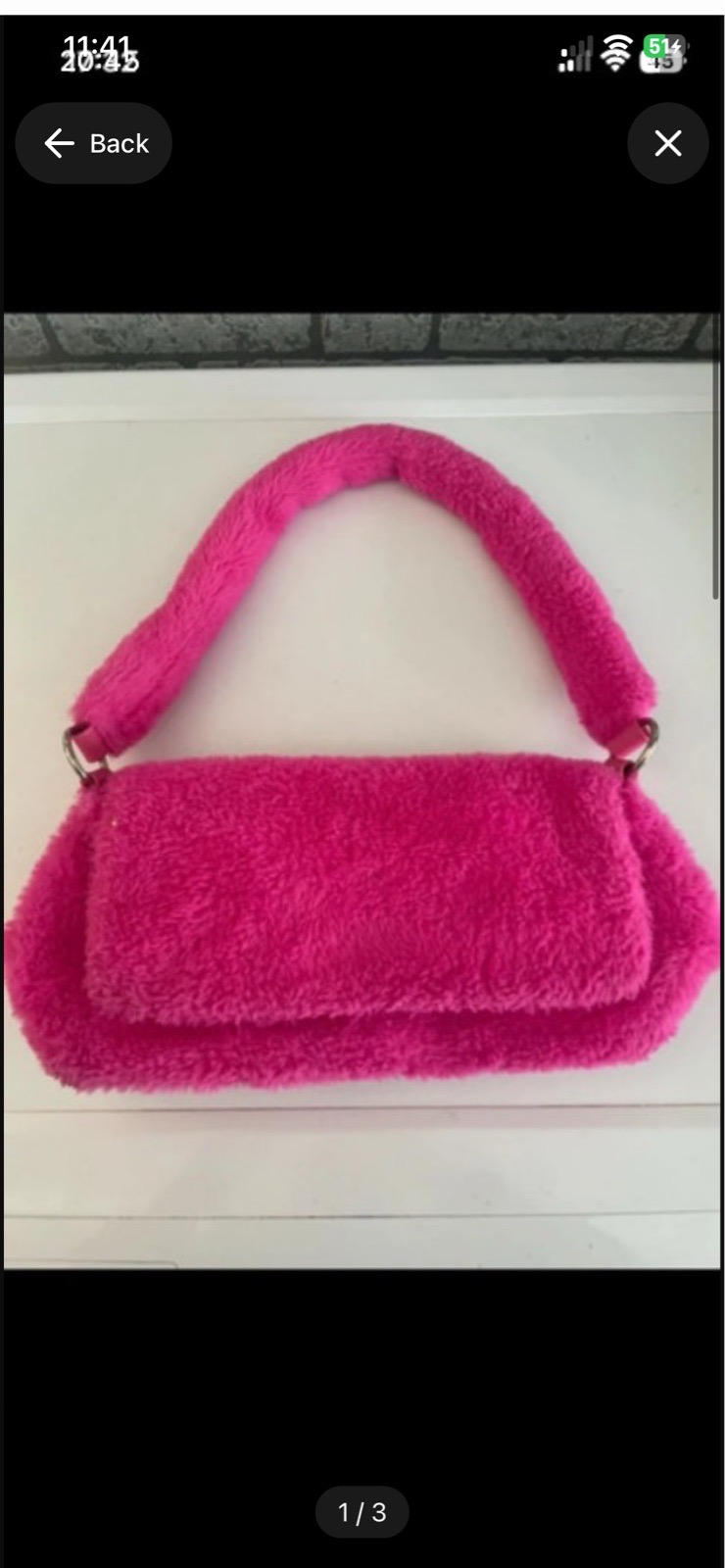 Primark neon pink fluffy bag