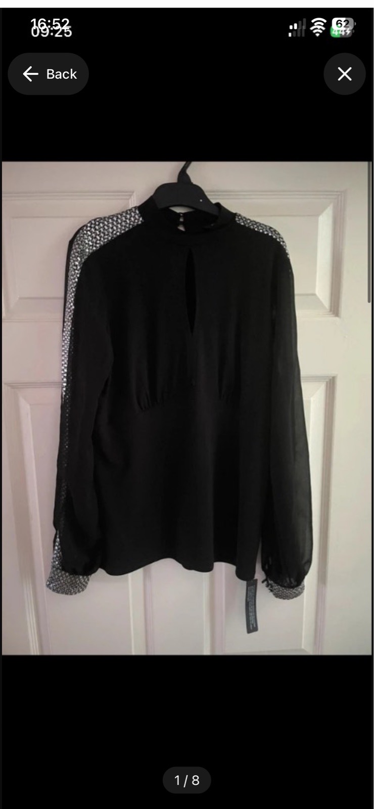 Roman black long sleeve keyhole sequin top in size 10