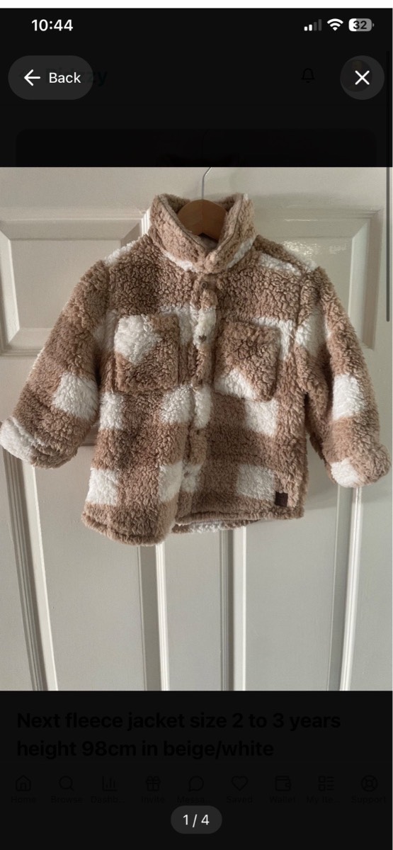 Next fleece jacket size 2 to 3 years height 98cm in beige/white