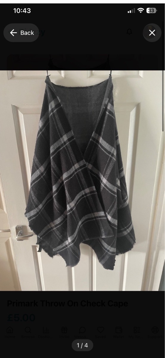 Primark Throw On Check Cape