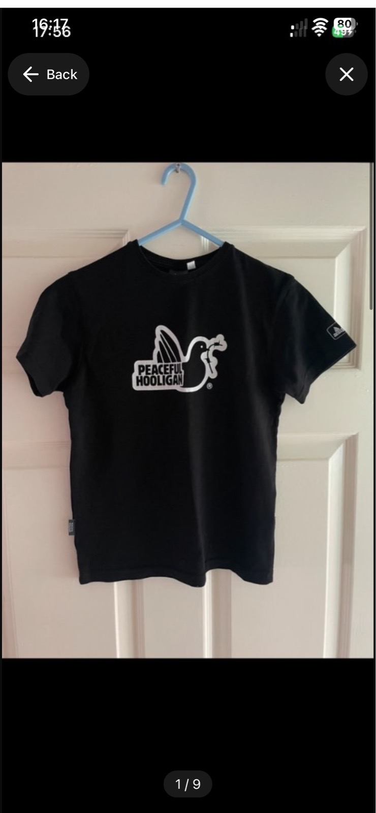 Peaceful hooligan T-shirt, age 8 in black
