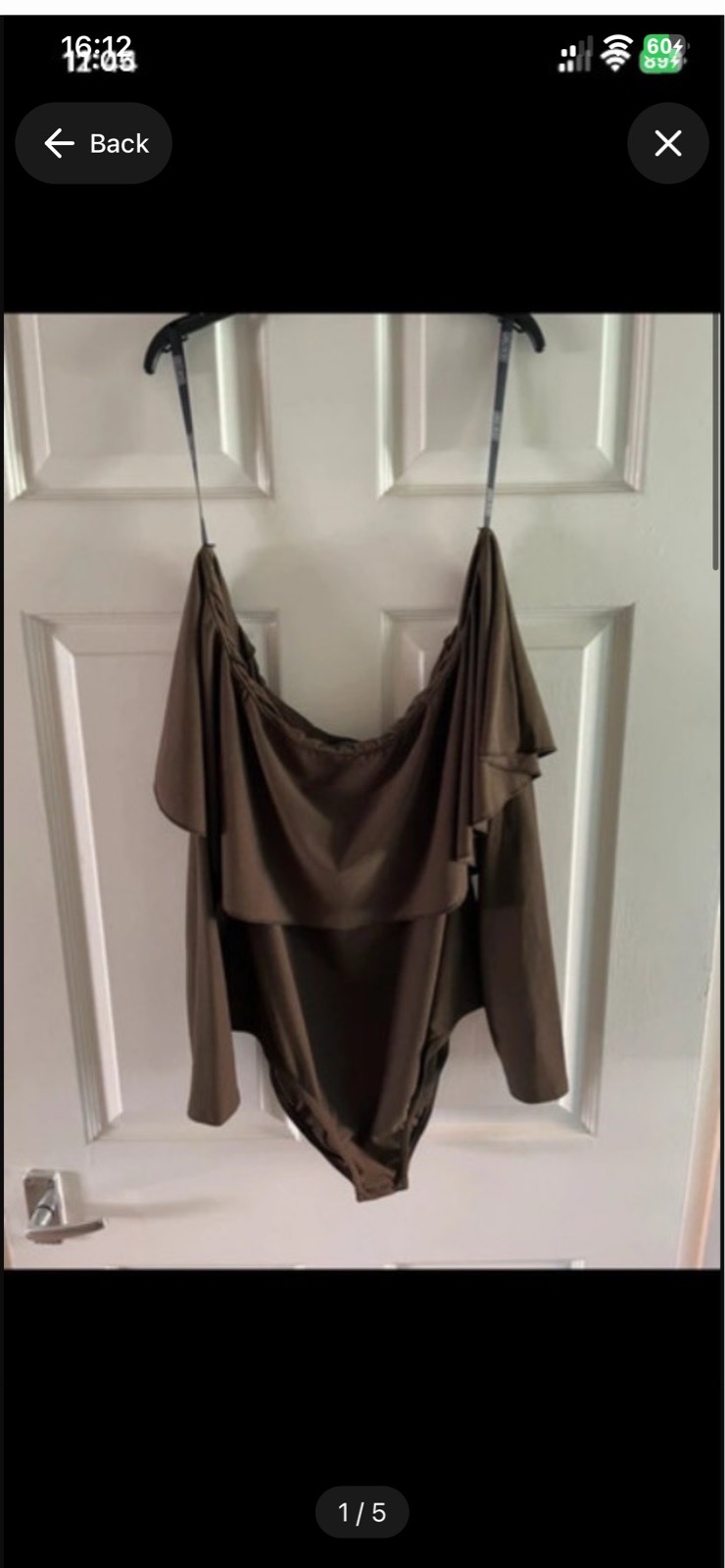 Girls on film brown off shoulder bodysuit in size 16