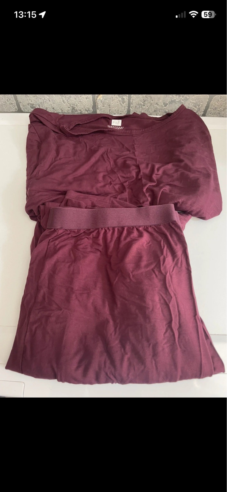 F&F nightwear PJ set in purple in size Top 20-22 Bottoms 16-18