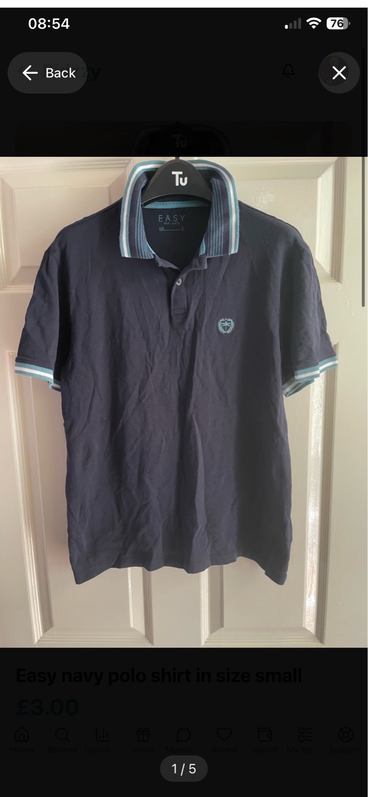 Easy navy polo shirt in size small