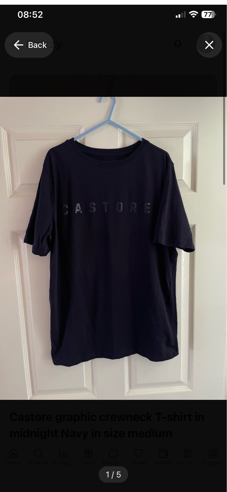 Castore graphic crewneck T-shirt in midnight Navy in size medium