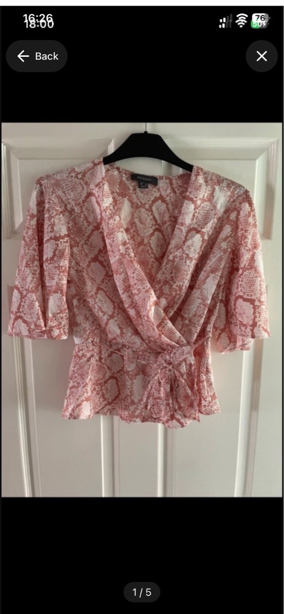 Primark rose snake print wrap top in size 12