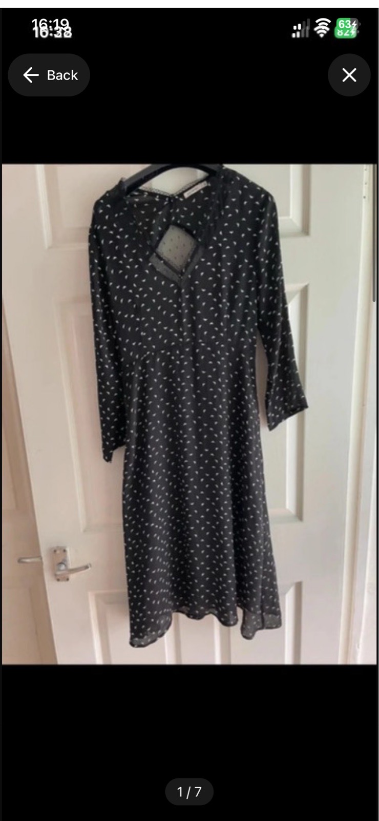 Kilibbi M/L Black Speckled Mesh Detail Fit & Flare Tea Dress