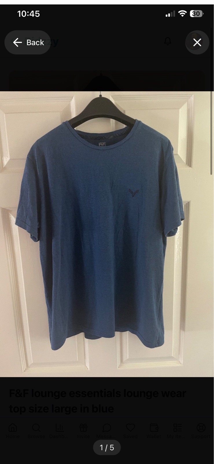 F&F lounge essentials lounge wear top size large in blue