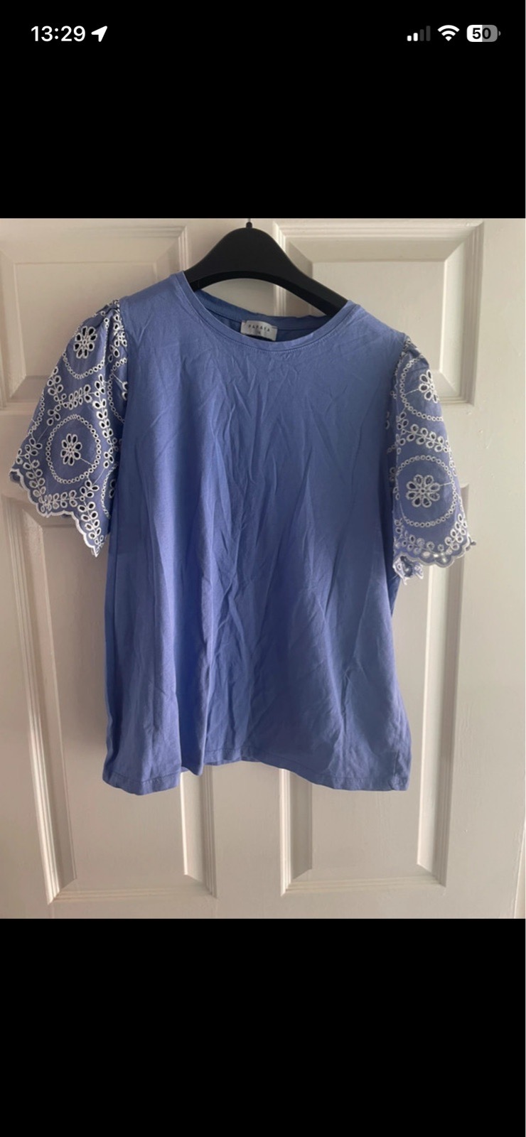 Papaya short sleeve top lilac and white in size 14