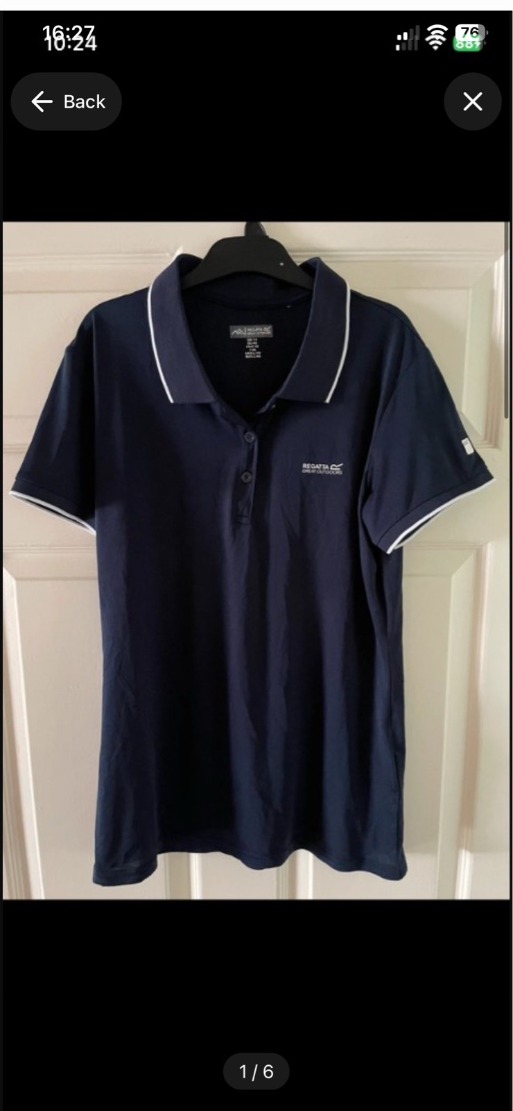 Women's navy regatta polo shirt in size 14