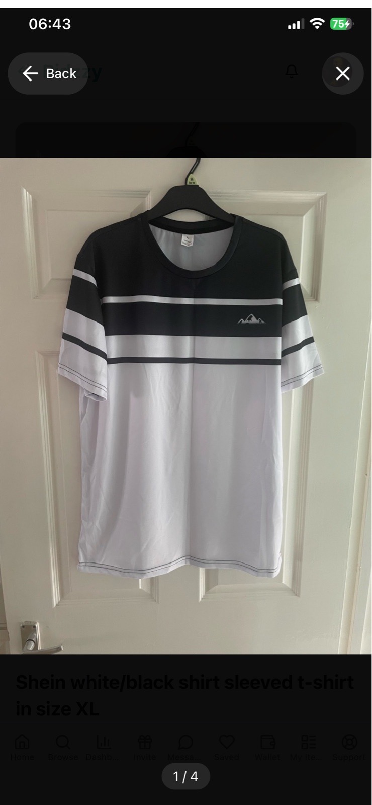 Shein white/black shirt sleeved t-shirt in size XL