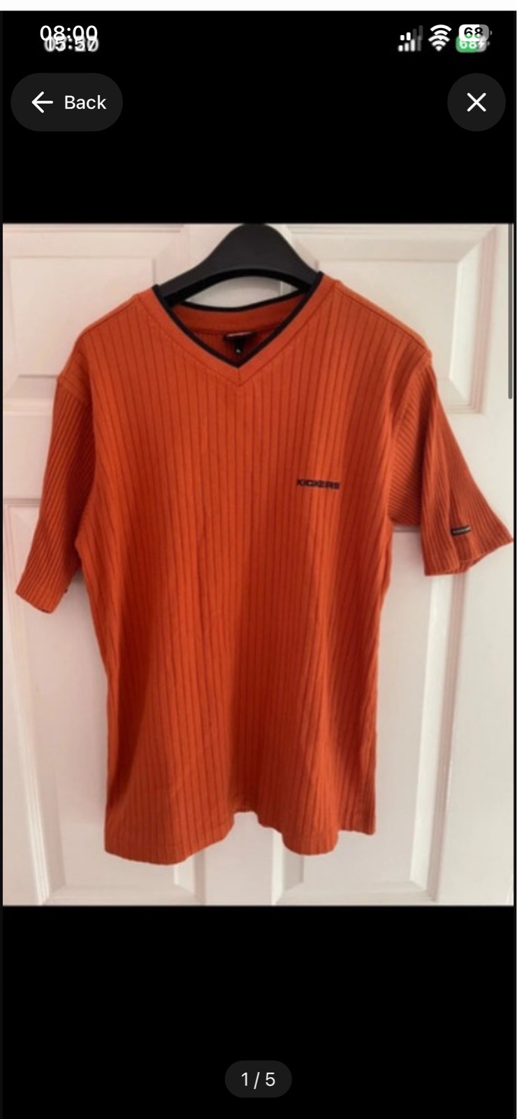 Kickers ribbed top in coral in size Large