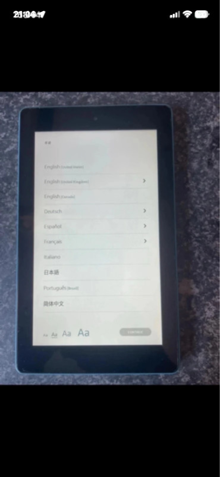 Blue Amazon Fire 7 (9th generation) hasn't been used for ages, Ive also reset it.