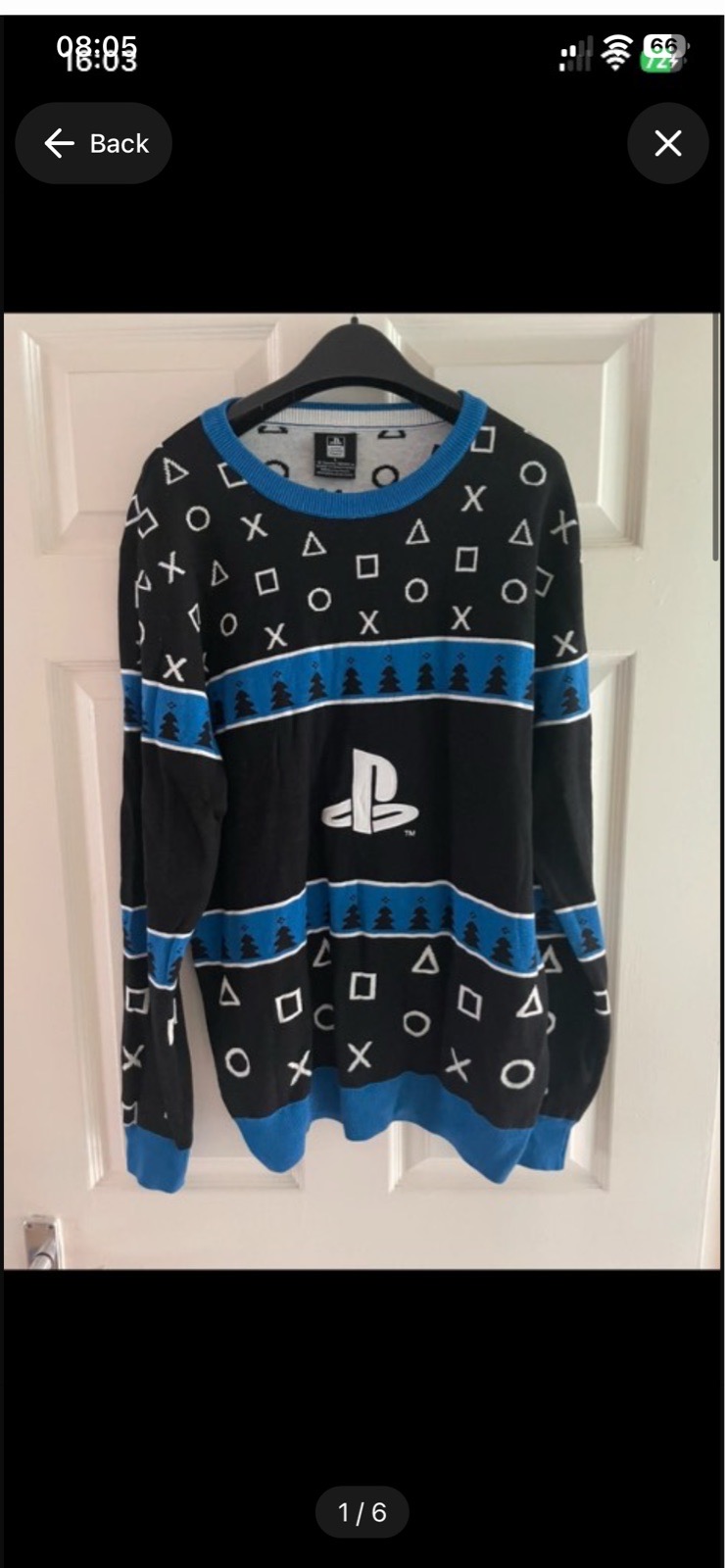 Primark black blue white PlayStation Xmas jumper in size large BNWT