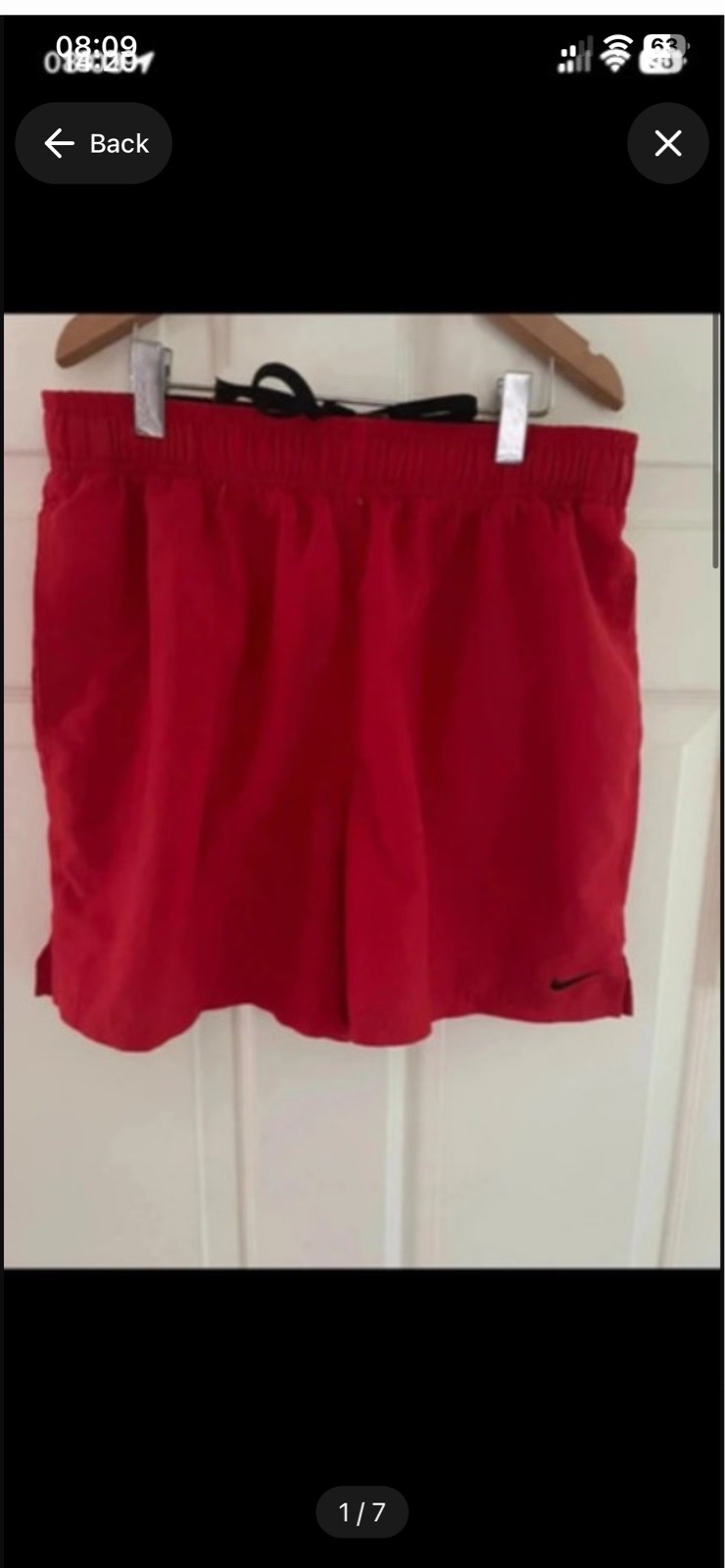 Vintage Nike Swim Shorts Mesh Lined Trunks Beach Red Size Medium