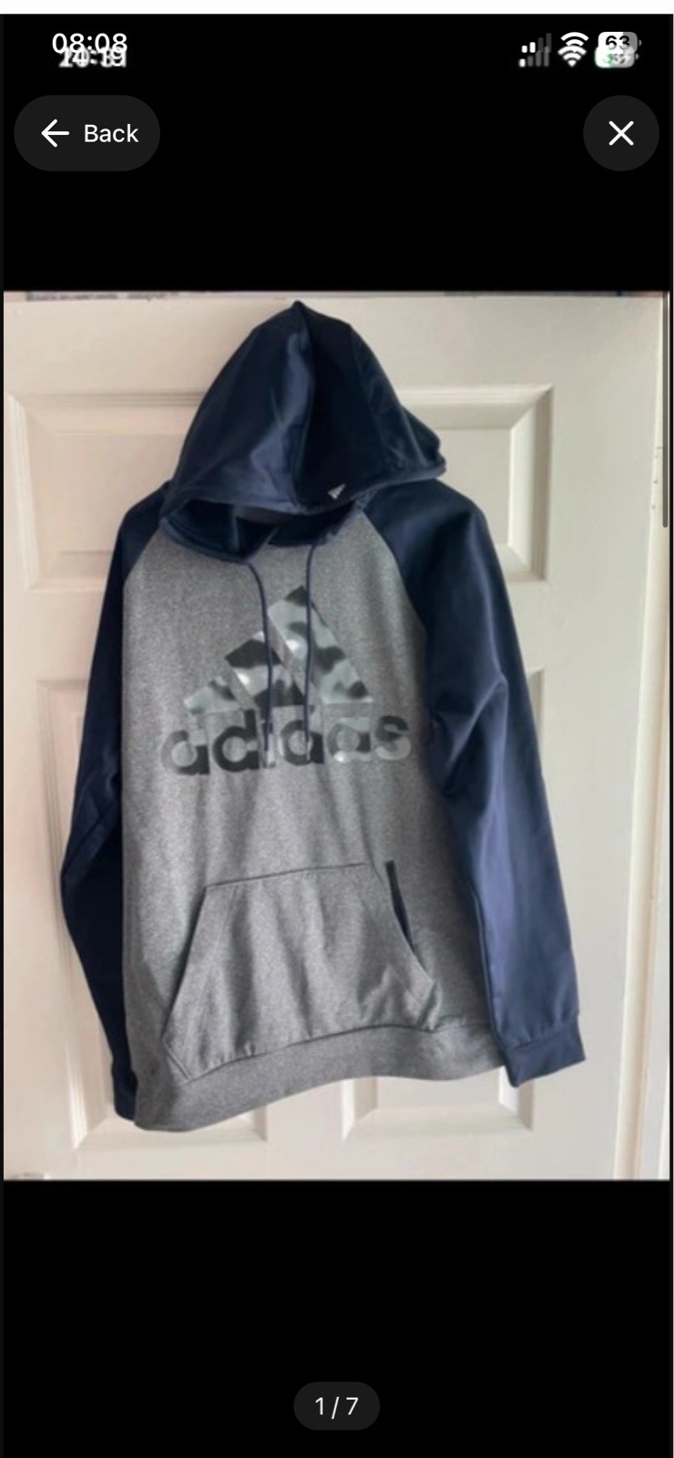 Mens Adidas Aeroready Game and Go Big Logo Hoodie grey/navy with a camo logo Medium