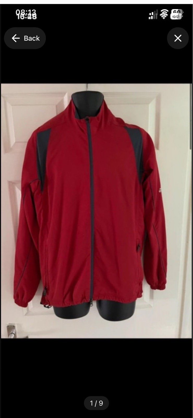 Red Adidas Mens Large Authentic Shell Track Jacket