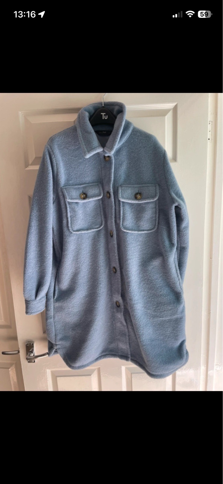 F&F Teddy coat in light blue in size large