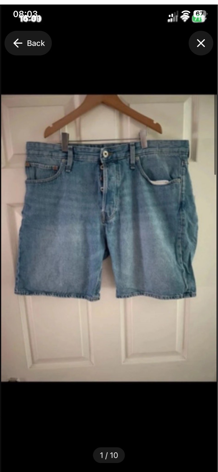 Jack and Jones relaxed blue denim fit shorts in Size XL