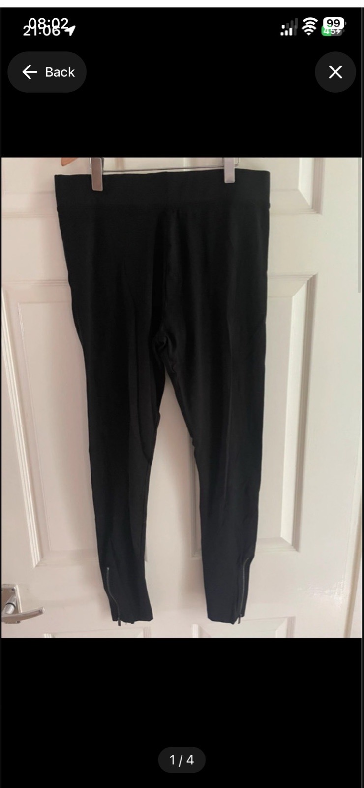 Women's Papaya black leggings with zips on both legs in size 12