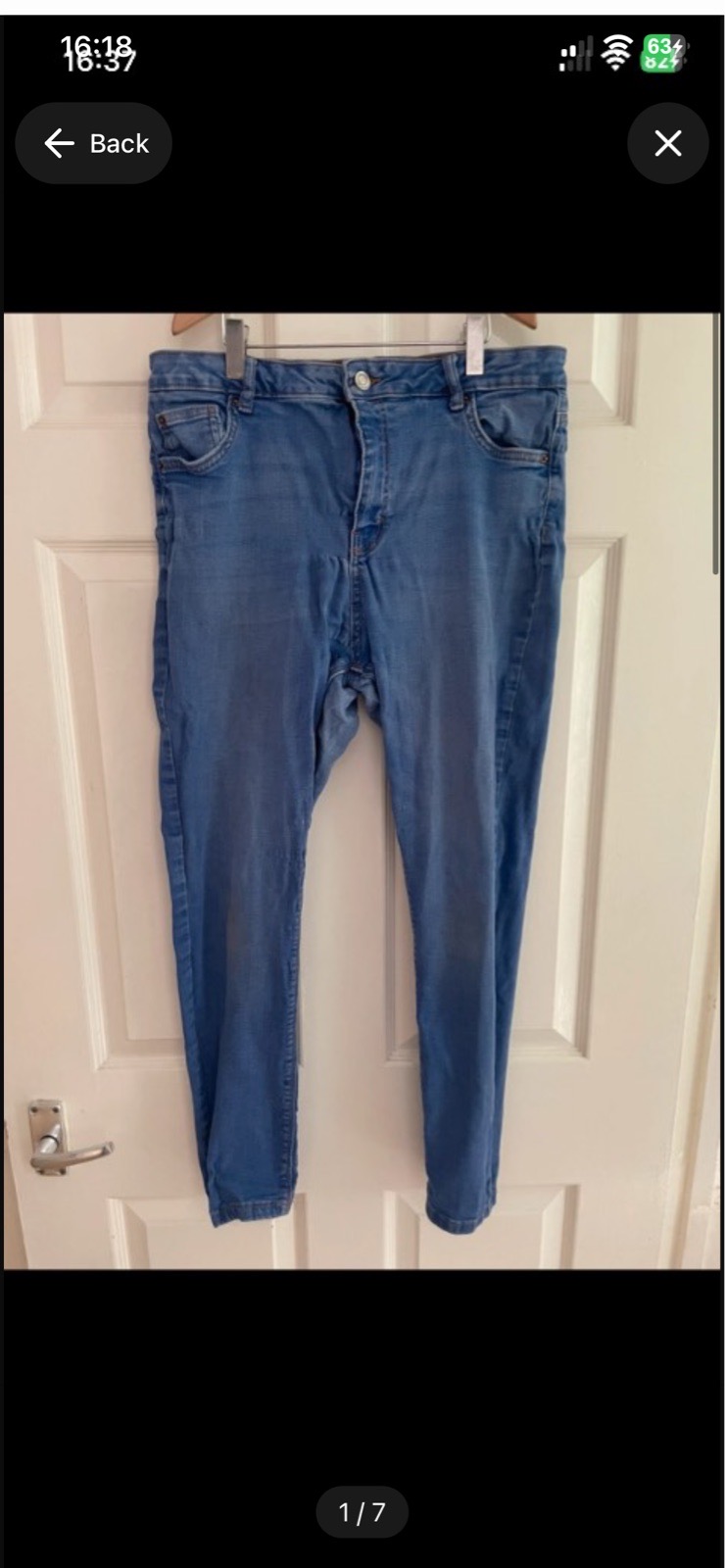 Denim co light blue denim skinny jeans in size 16 with 30" leg