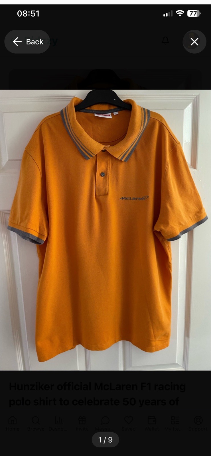 Hunziker official McLaren F1 racing polo shirt to celebrate 50 years of racing heritage in size XL