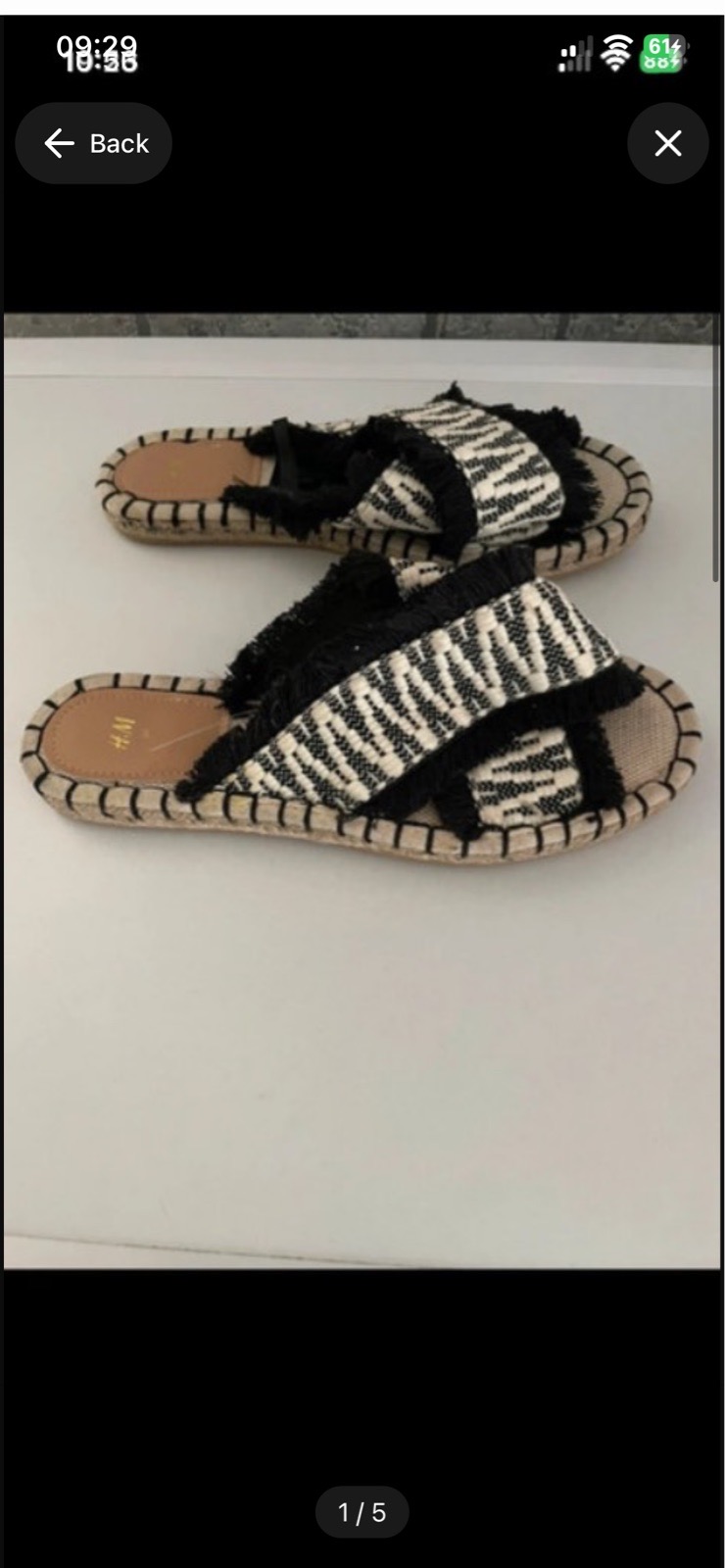 H&M black/beige sandals in size UK 3