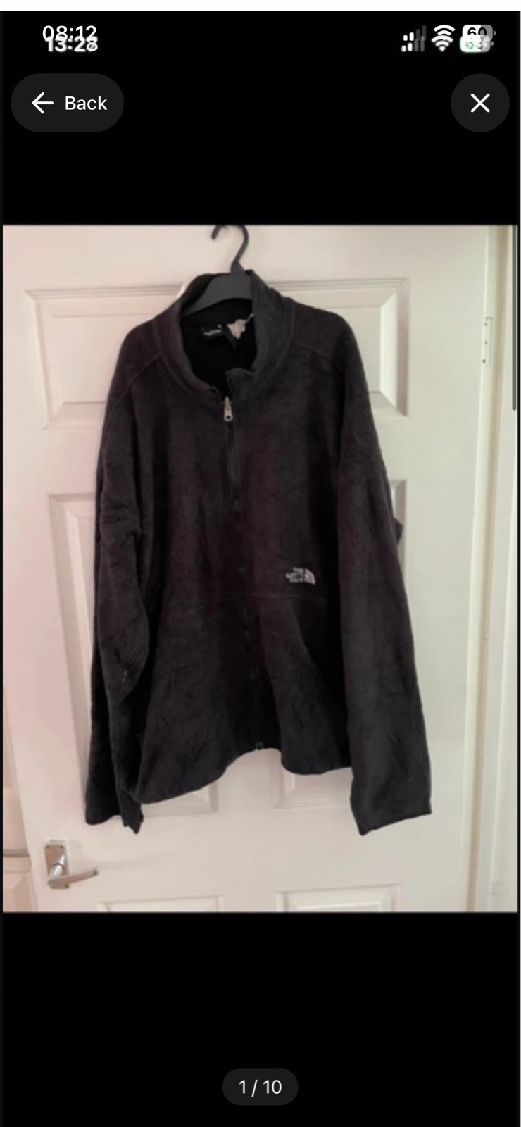 Men's black the North face full zip fleece jacket with zips on both arms in size XL