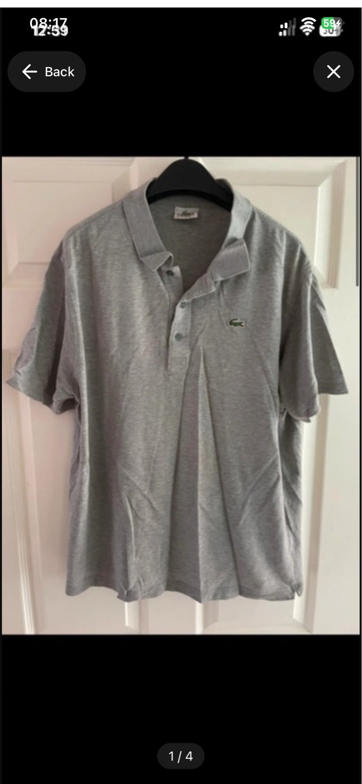 Lacoste Polo Shirt Mens Large Smoke Grey Cotton Devanlay