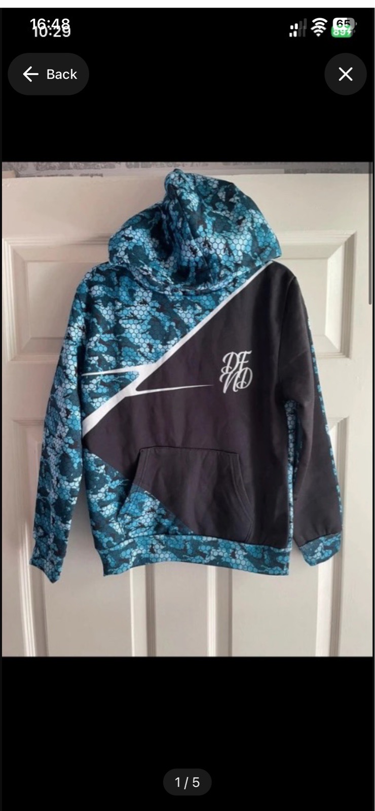 DFND Boys Blue Camouflage Hoodie size 11- 12 yrs
