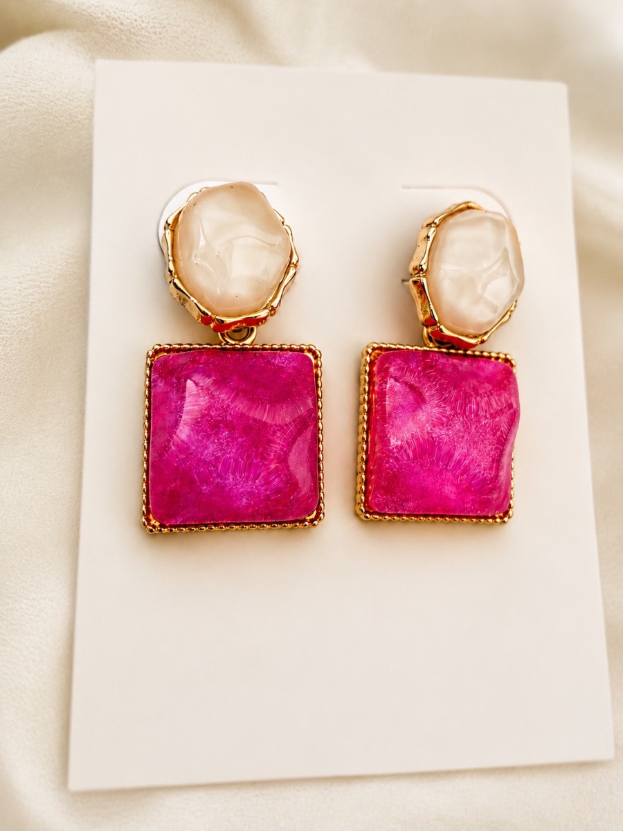 Beautiful pink and pearl affect earrings, oversized