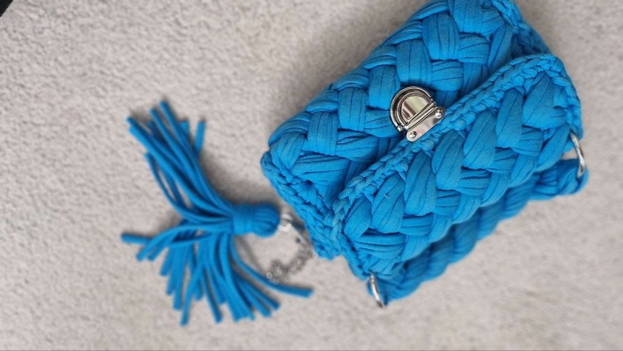 Beautiful blue bag hand made