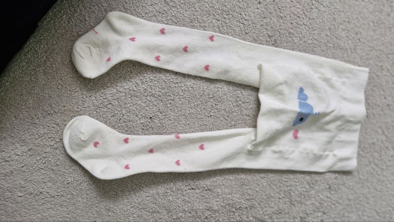 Baby girl sweet white tights with hearts 3-6 months
