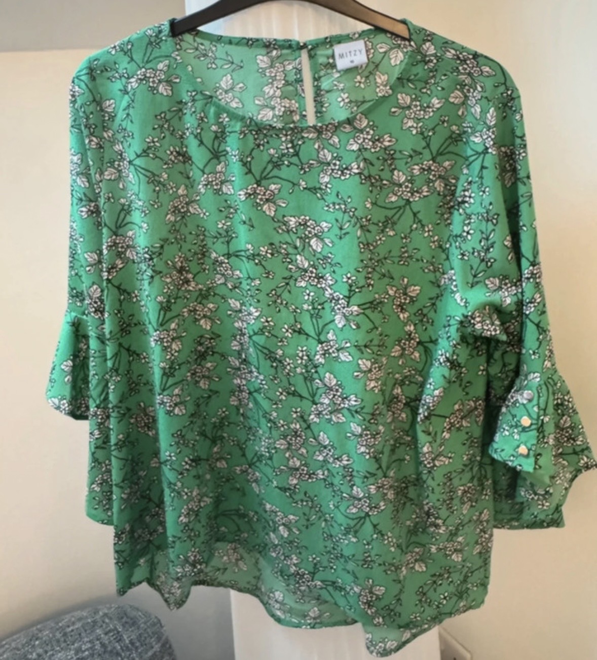 Green Floral Print Top