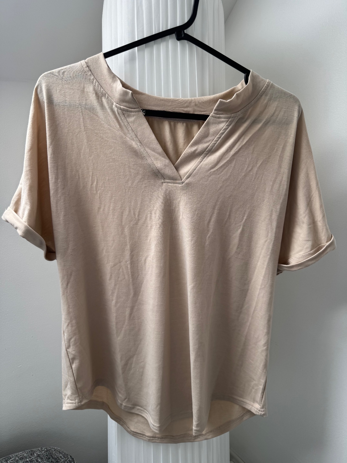 Beige V Neck T-shirt - soft material