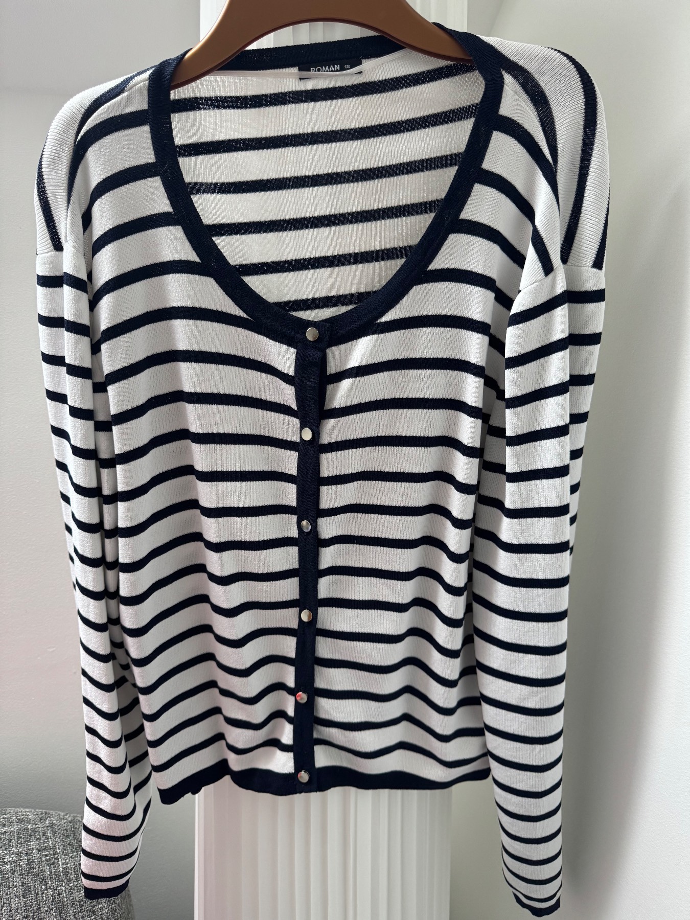 Women’s Navy/white stripe cardigan