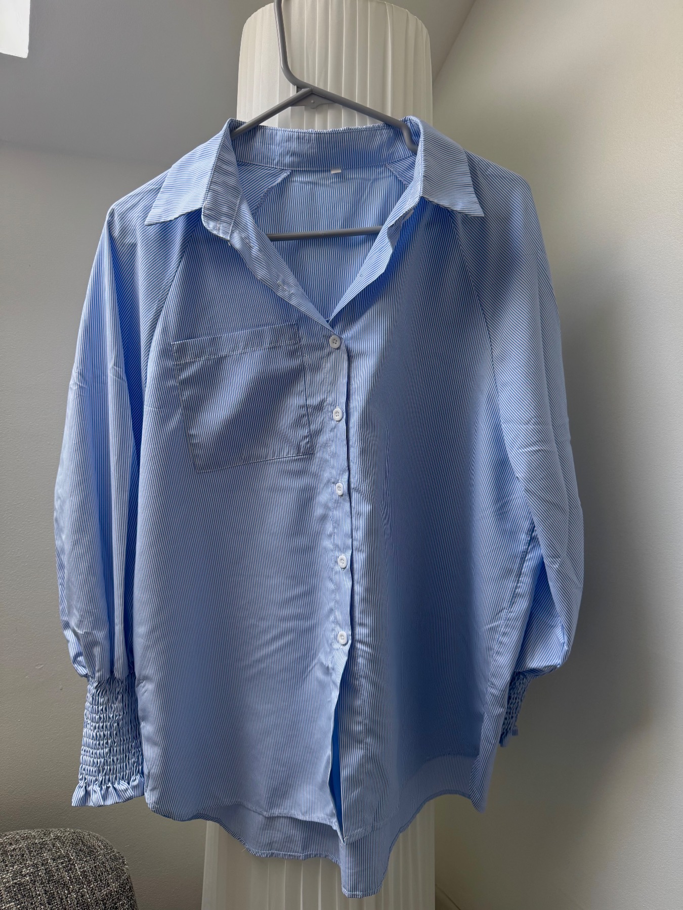 Blue/white striped oversized shirt